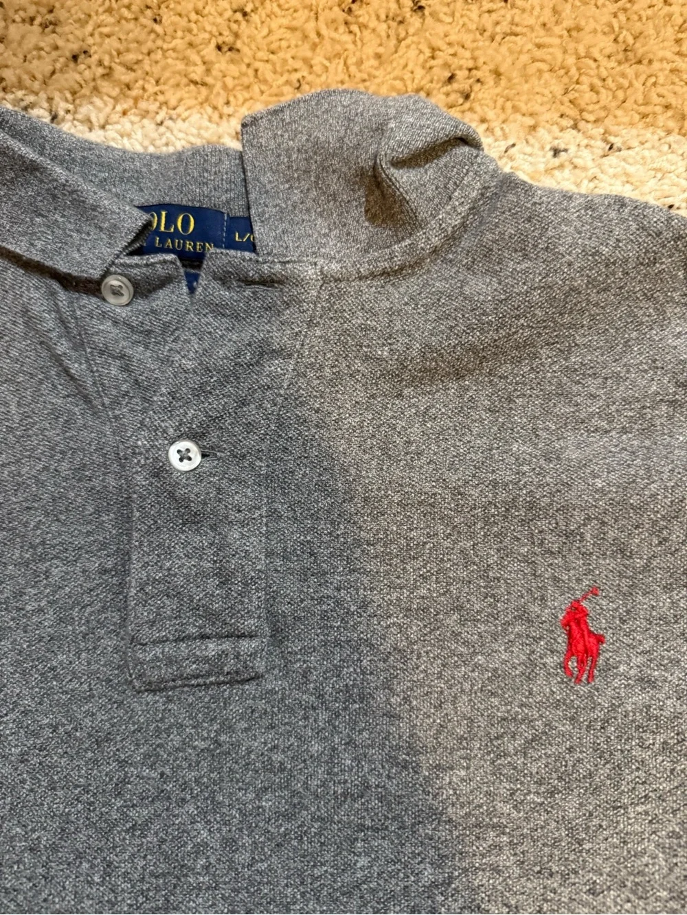 Ralph Lauren Gray Polo Shirt with Red Pony Logo